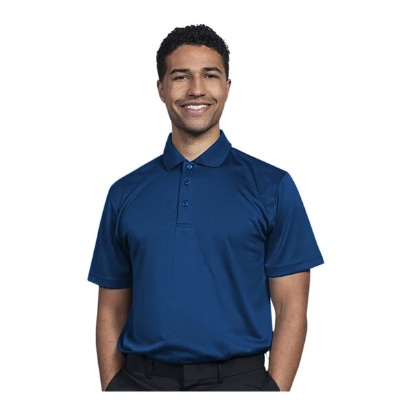 Uncommon Chef 50TJ01-R Men's Customizable Royal Blue Short Sleeve Moisture Wicking Polo Shirt - Polyester - L
