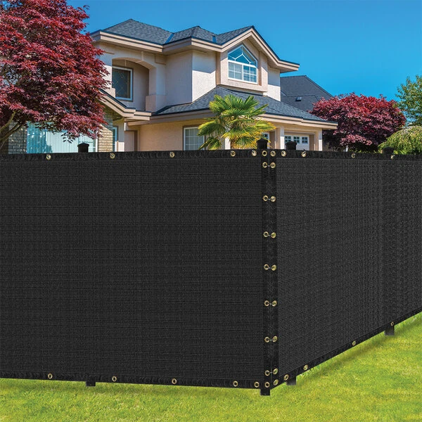 SEALTECH 4' x 15' Black Heavy-Duty Polyethylene Mesh Privacy Fence Screen ST-206-4X15