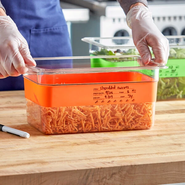 Choice Orange 1/2 and 1/3 Size Write-On Food Pan Band