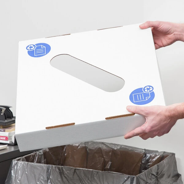 Lavex White Corrugated Cardboard Paper Recycling Container Lid - 10/Bundle