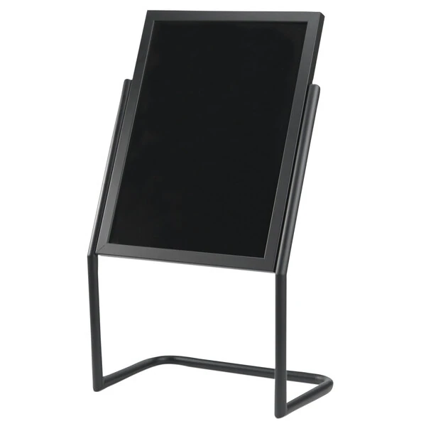 Aarco P-17BK Black 25" x 48" Double Pedestal Sign Stand with Markers