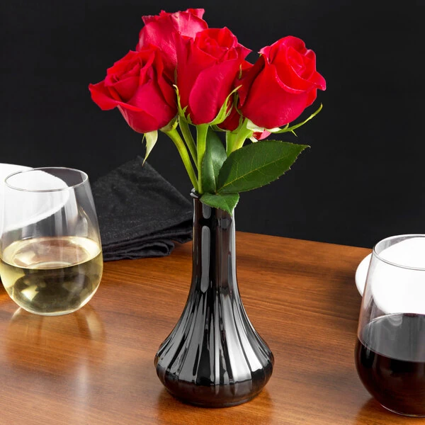 Cambro BV6CW110 Camwear® 6" Black Polycarbonate Bud Vase - 12/Case