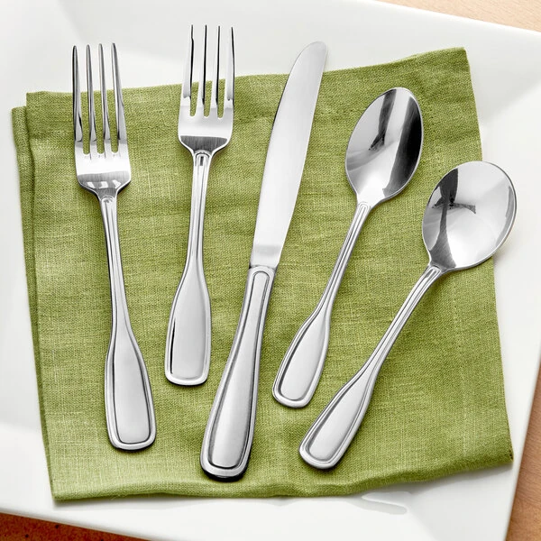 Acopa Saxton 18/0 Stainless Steel Heavy Weight Flatware Set with Service for 12 - 60/Pack