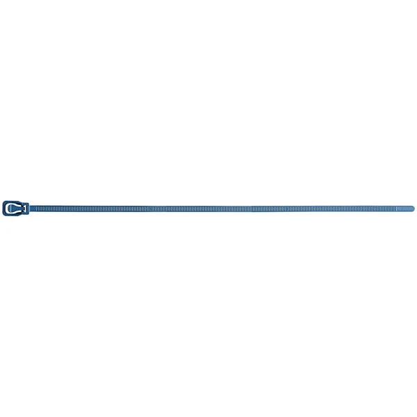 Retyz Metal Detectable EveryTie Blue 12" 50 lb. Tensile Strength (222N) 4.8 mm Strap Width Releasable / Reusable Cable Ties EVT-M12BL-HA - 20/Pack