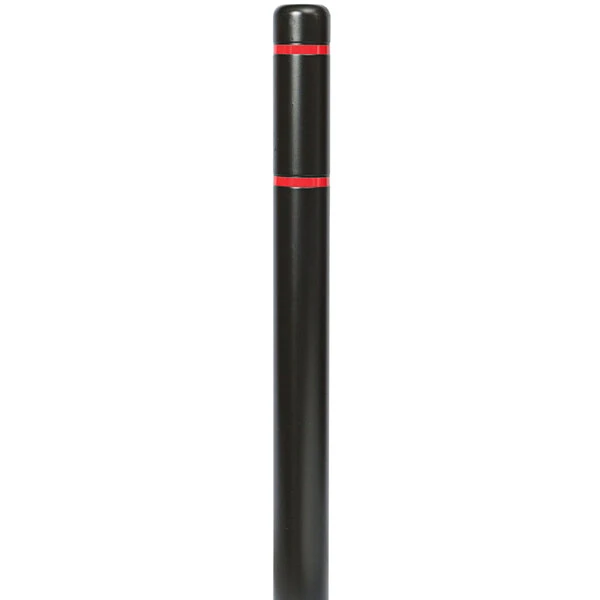 Innoplast BollardGard 4 11/16" x 52" Black Bollard Cover with Red Reflective Stripes BC452BKR
