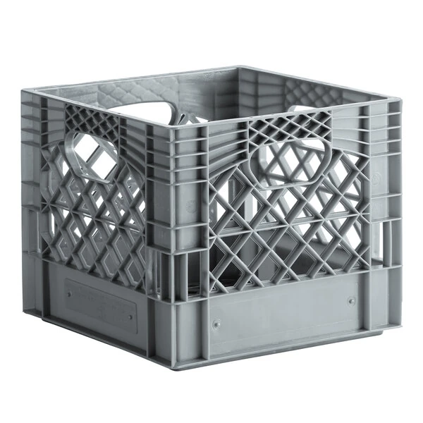 Gray 16 Qt. Square Milk Crate - 13" x 13" x 11"
