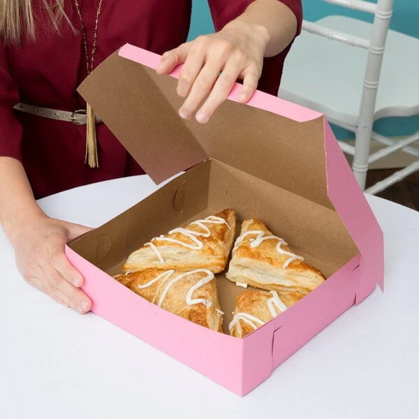 10" x 10" x 3" Pink Pie / Bakery Box - 10/Pack