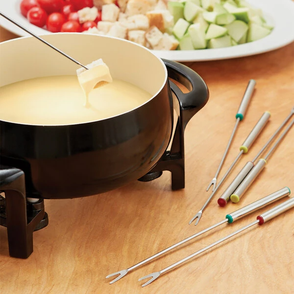 Fox Run 9 1/2" Stainless Steel Fondue Forks with Color Coded Handles - 12/Pack