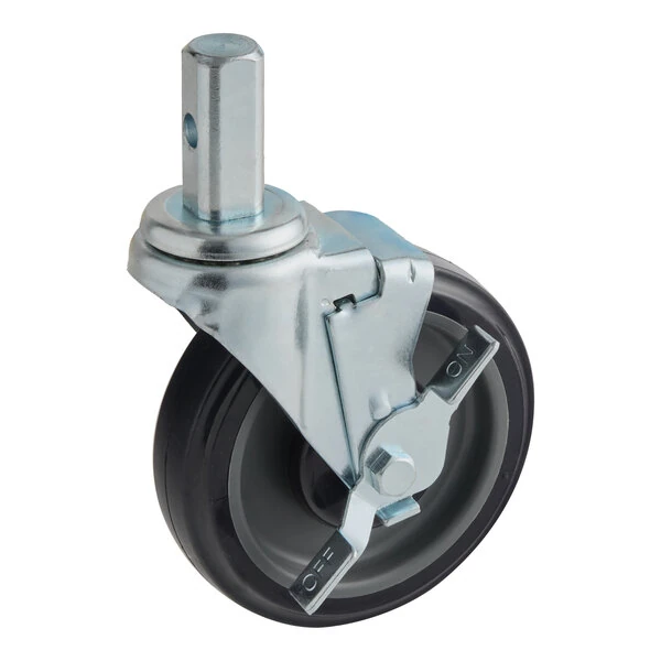 Regency 5 inch Polyurethane Swivel Stem Casters With Brakes for Sheet Pan Racks - 4/Pack
