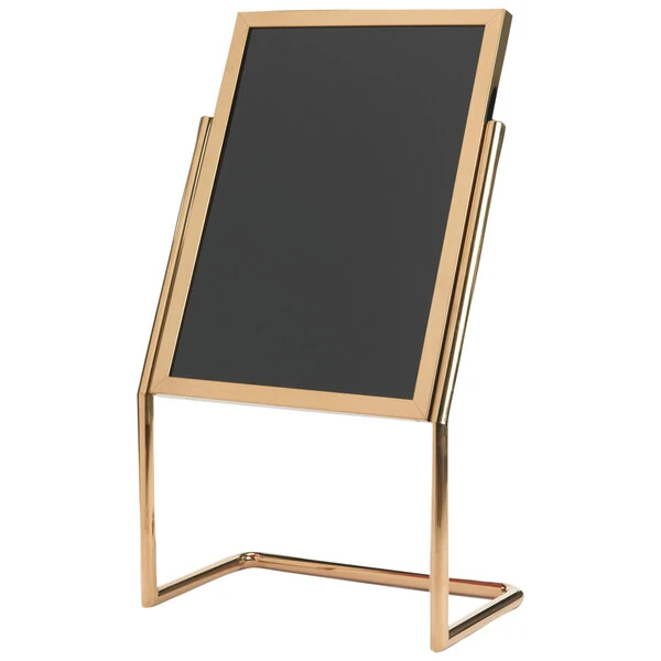 Aarco P-17B Brass 25" x 48" Double Pedestal Sign Stand with Markers