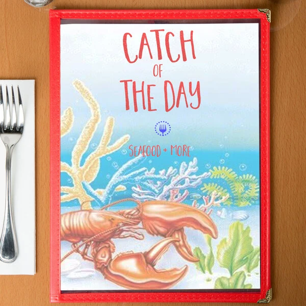 Choice 8 1/2" x 11" Menu Paper - Seafood Themed Ocean Design Cover - 100/Pack