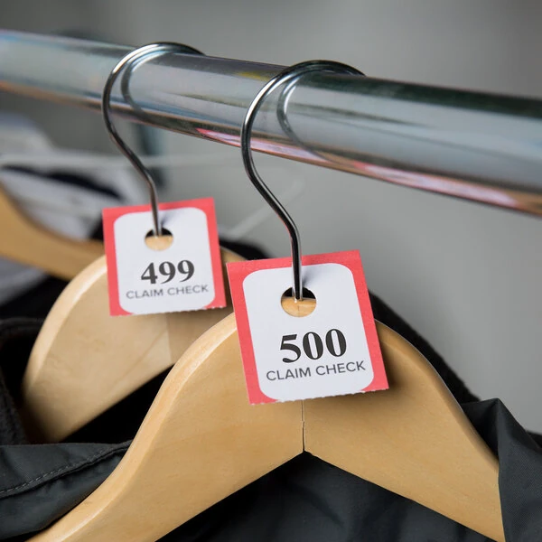 Choice Red 3 Part Paper Coat Room Check Tickets - 500/Box