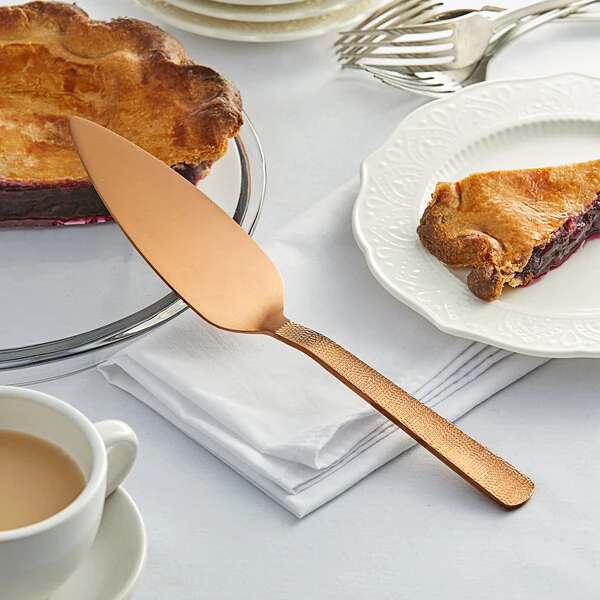 American Metalcraft BVHP10 10" Hammered Bronze Vintage Pie / Cake Server