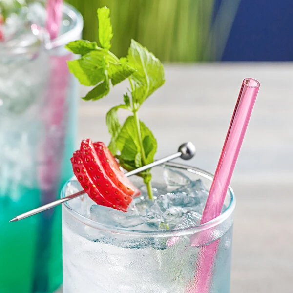 Franmara 8 7/8" Red Acrylic Reusable Straw - 25/Case