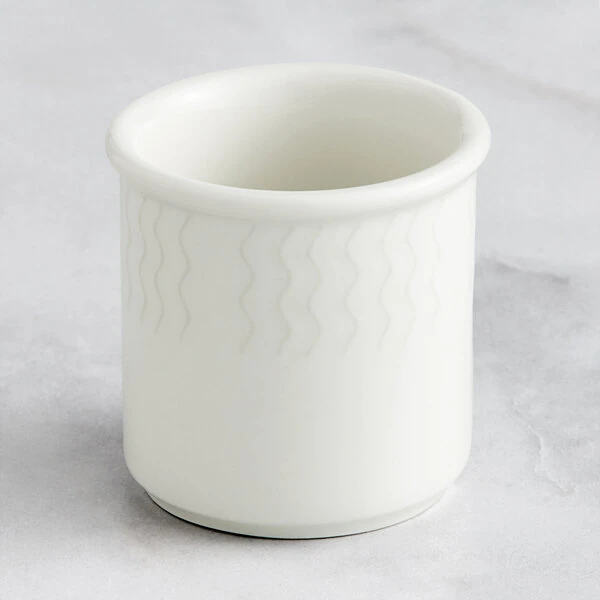RAK Porcelain Leon 2.4 oz. Ivory Embossed Porcelain Toothpick Holder - 12/Case