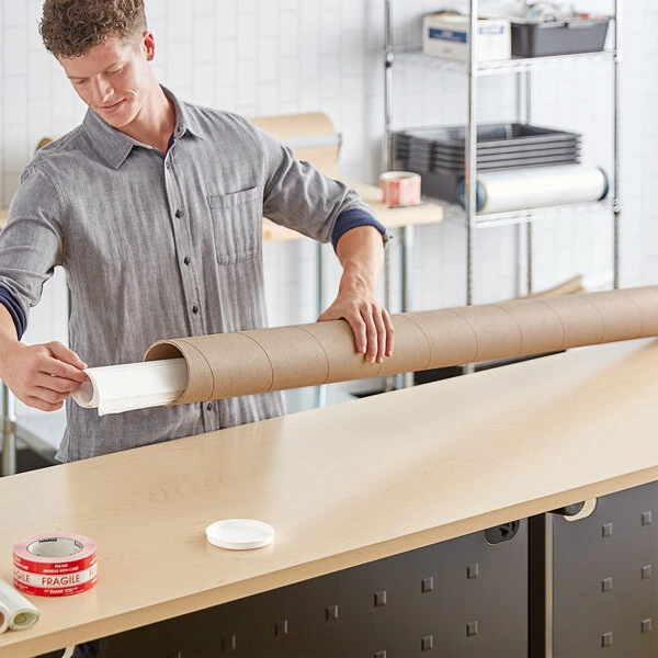 Lavex 3" x 60" Kraft Heavy-Duty Mailing Tube - 24/Case