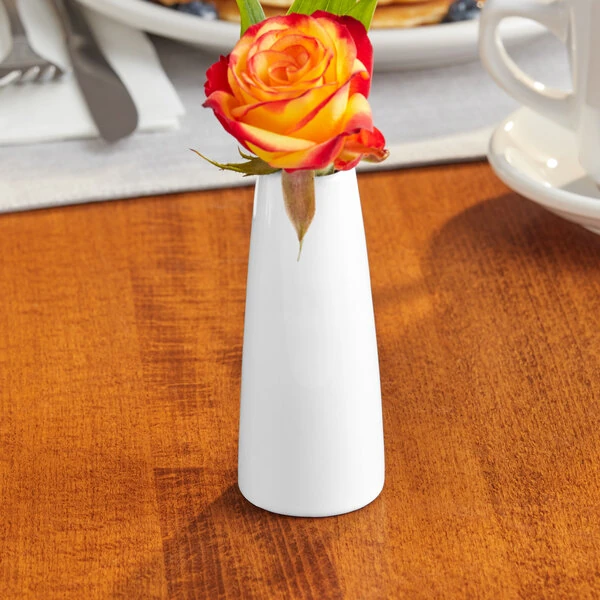 Acopa 4" Bright White Porcelain Bud Vase - 12/Case
