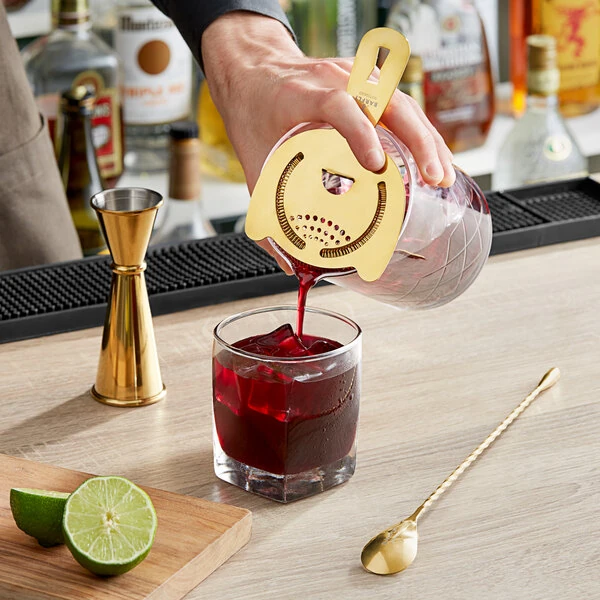 Acopa 4-Piece 25 oz. Cocktail Stirring Glass Kit with Gold Accessories