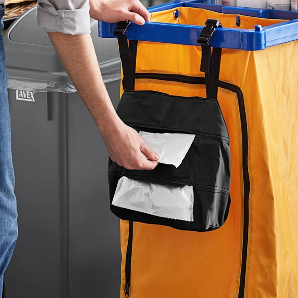 Lavex Black Double Pocket Trash Bag Dispenser