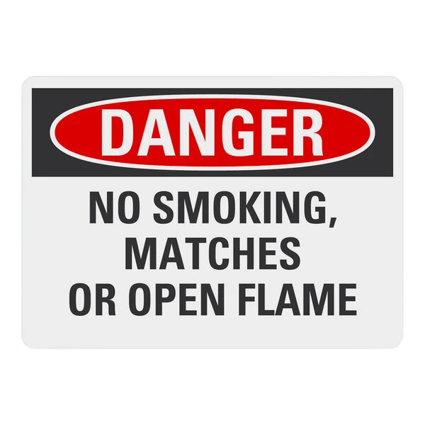 Lavex 10" x 7" Engineer-Grade Reflective Adhesive Vinyl "Danger / No Smoking, Matches Or Open Flame" Safety Label