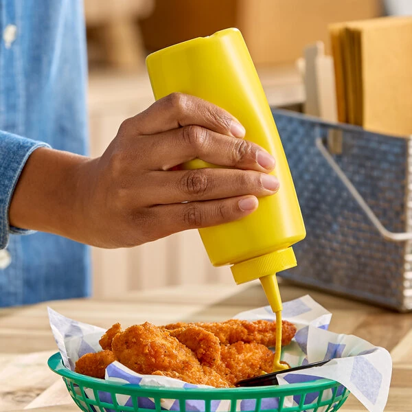 Choice 12 oz. Yellow Squeeze Bottle - 6/Pack