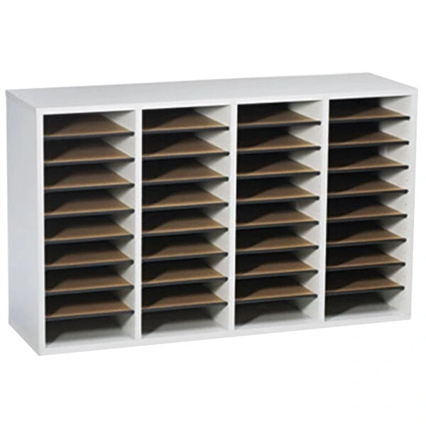 Safco 9424GR Gray 36-Section Wood/Laminate File Organizer - 39 1/4" x 11 3/4" x 24"