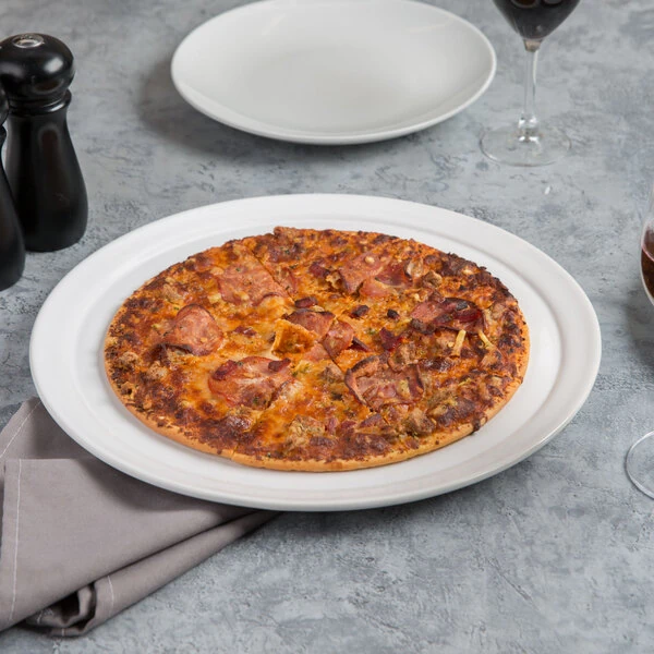 American Metalcraft CERAM14 14" White Ceramic Pizza Serving Tray