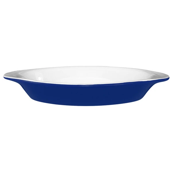 International Tableware 8 oz. Cobalt Blue and White Two-Tone Stoneware Rarebit - 36/Case