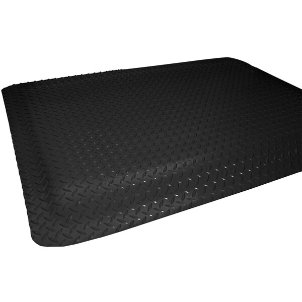 Durable Diamond Dek Sponge 3' x 5' Black Heavy-Duty Anti-Fatigue Mat 442SHD35BK - 7/8" Thick