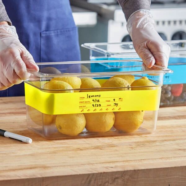 Choice Yellow 1/2 and 1/3 Size Write-On Food Pan Band