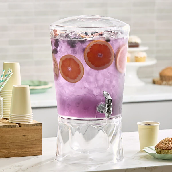 Choice 3 Gallon Acrylic Sculptured Beverage Dispenser with Ice Chamber