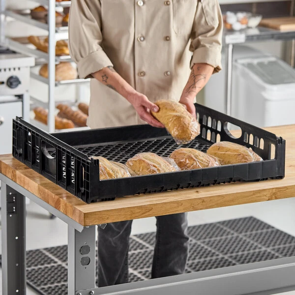 Orbis NPL660 29" x 26" x 6" Customizable Black Bakery Bread Tray / Bread Rack