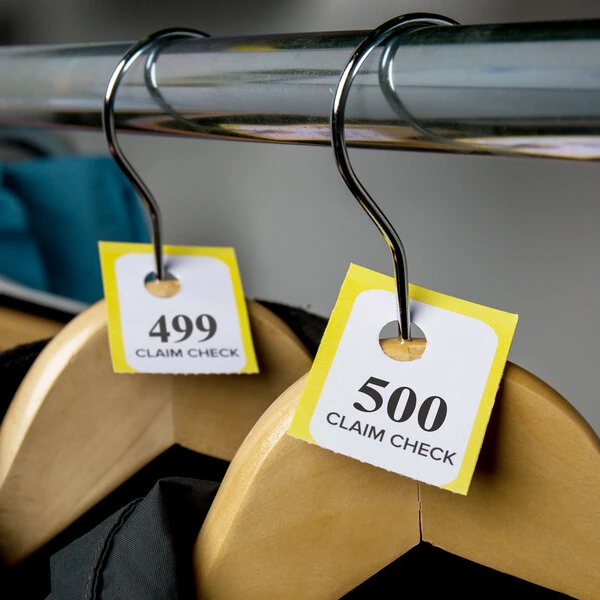 Choice Yellow 3 Part Paper Coat Room Check Tickets - 500/Box