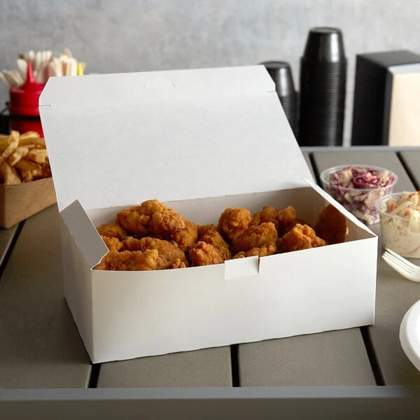 9" x 5" x 4 1/2" White Take Out Dinner / Chicken Box with Tuck Top - 250/Case
