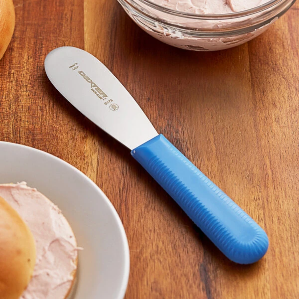 Dexter-Russell 18193C Sani-Safe 3 1/2" Blue Smooth Sandwich Spreader