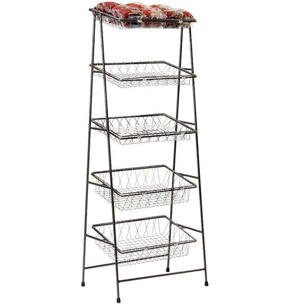 GET Enterprises POP 23 1/2" x 14" x 64" Metal Gray Rectangular 5-Tier Tilted Pane Stand