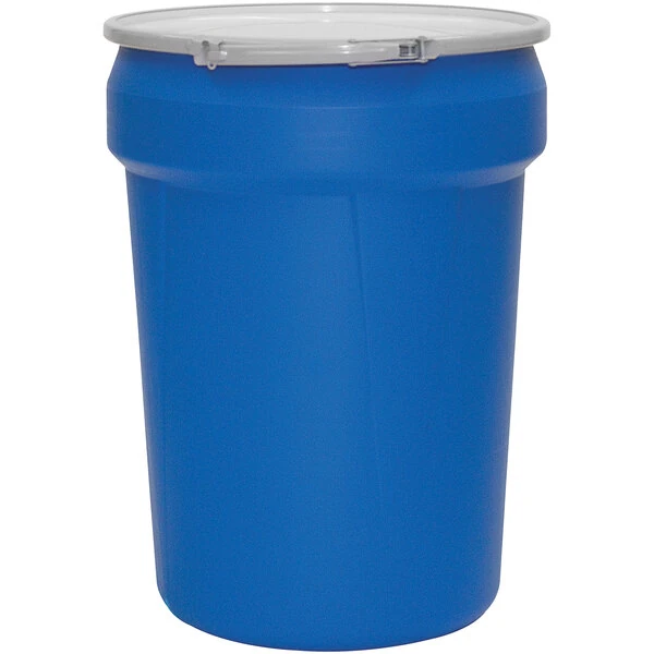 Eagle Manufacturing 1601MBBG2 30 Gallon Blue Plastic Barrel Drum with 2" x 2" Bung Holes and Metal Lever-Lock