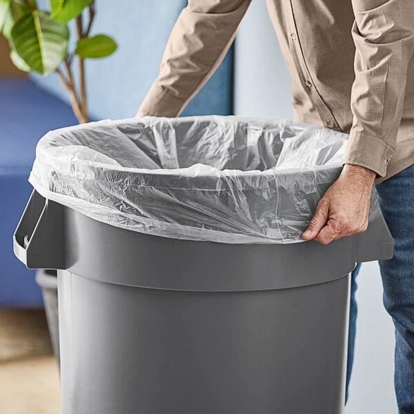 Lavex 55-60 Gallon 16 Micron 38" x 60" High Density Janitorial Can Liner / Trash Bag - 200/Case
