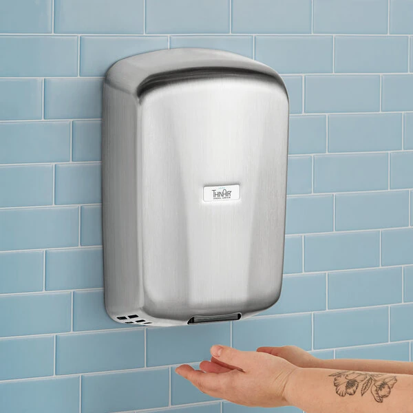 Excel TA-SB-H ThinAir® High-Efficiency Hand Dryer with Electrostatic (eHEPA®) Filter and Brushed Stainless Steel Cover - 110/120V, 950W