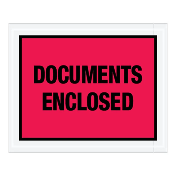 Lavex 4 1/2" x 5 1/2" 2 Mil Red Full Face Printed Polyethylene Documents Enclosed Envelope - 1,000/Case