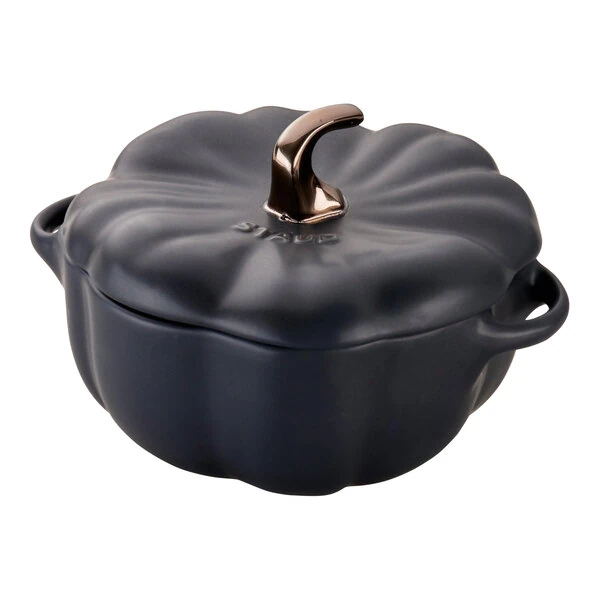 Staub 24 oz. Black Ceramic Pumpkin Mini Dutch Oven