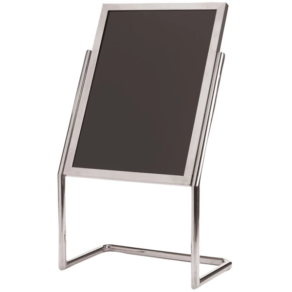 Aarco P-17C Chrome 25" x 48" Double Pedestal Sign Stand with Markers