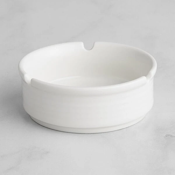RAK Porcelain Rondo 4 1/8" Ivory Embossed Porcelain Cigar Ashtray - 12/Case