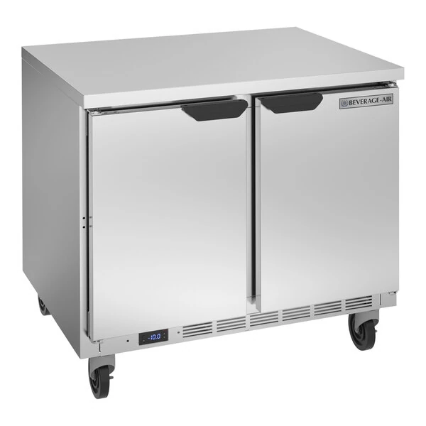 Beverage-Air WTF36AHC-FLT 36" Two Door Worktop Freezer with Flat Top