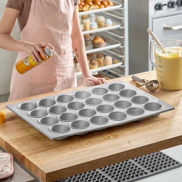 Baker's Lane 24 Cup 7 oz. Glazed Aluminized Steel Jumbo Muffin / Cupcake Pan - 18 inch x 26 inch