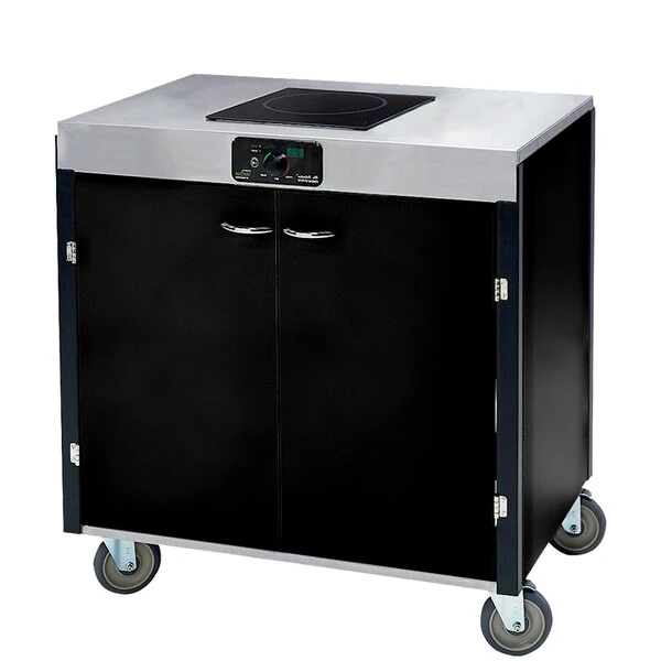Lakeside 2060B Creation Express™ Mobile Cooking Cart with 1 Induction Burner, No Exhaust Filtration, and Black Laminate Finish - 22" x 34" x 35 1/2"