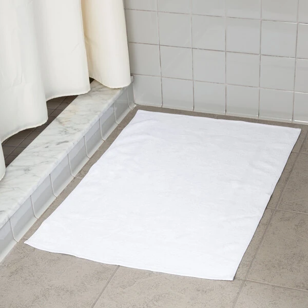Oxford Silver 20" x 30" White Open End Cotton / Poly Bath Mat 7 lb. - 120/Case