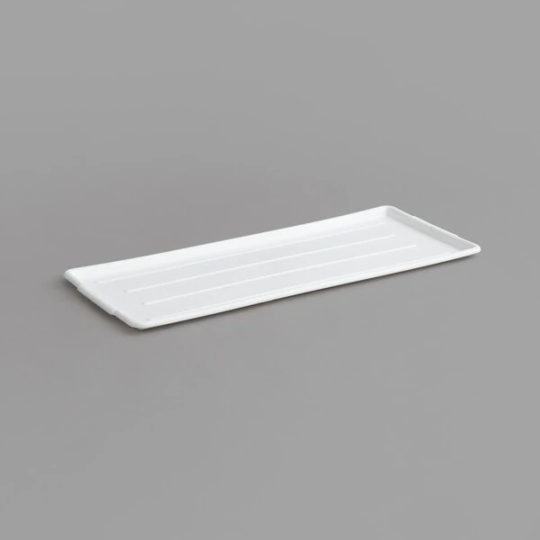 Channel P1230-W 12 1/2" x 30" White Ribbed Plastic Platter - 12/Pack