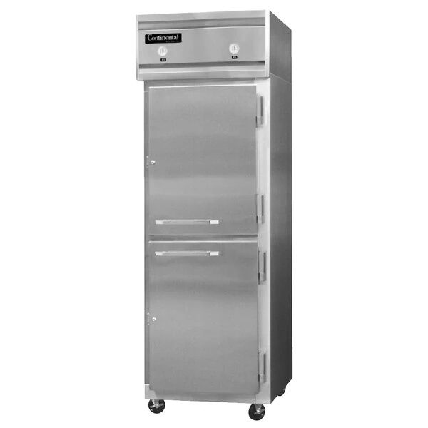 Continental Refrigerator 1RF-N-SS-HD 26" Solid Half Door Dual Temperature Reach-In Refrigerator / Freezer