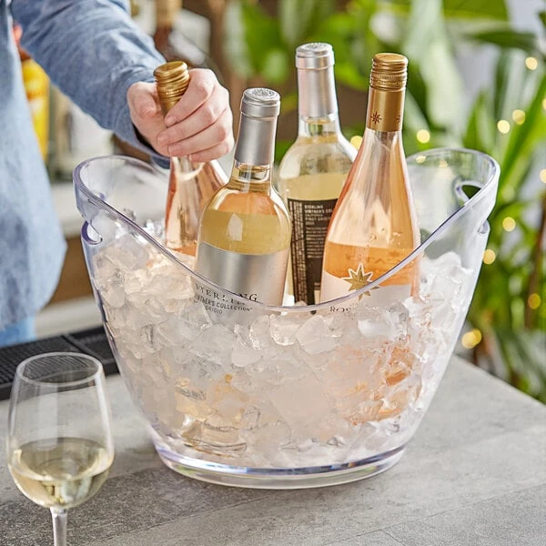 Choice 7.75 Qt. Medium 4-Bottle Plastic Oval Wine Bucket